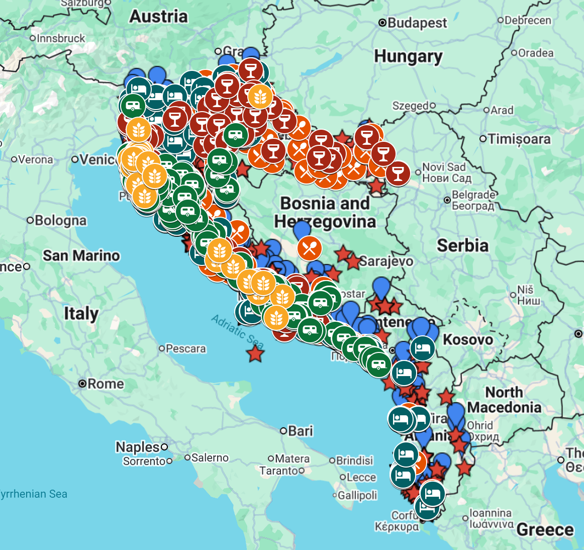 Adriatic Road Trip Google Map: Best of Croatia, Slovenia, Montenegro & Albania