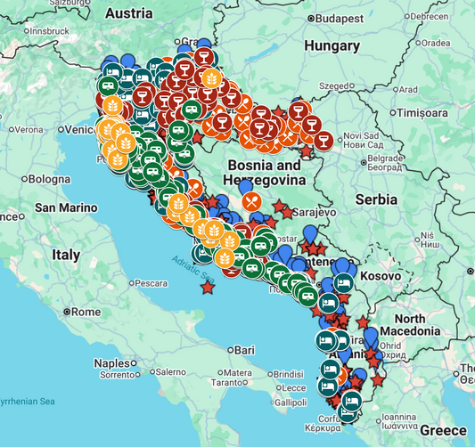Adriatic Road Trip Google Map: Best of Croatia, Slovenia, Montenegro & Albania